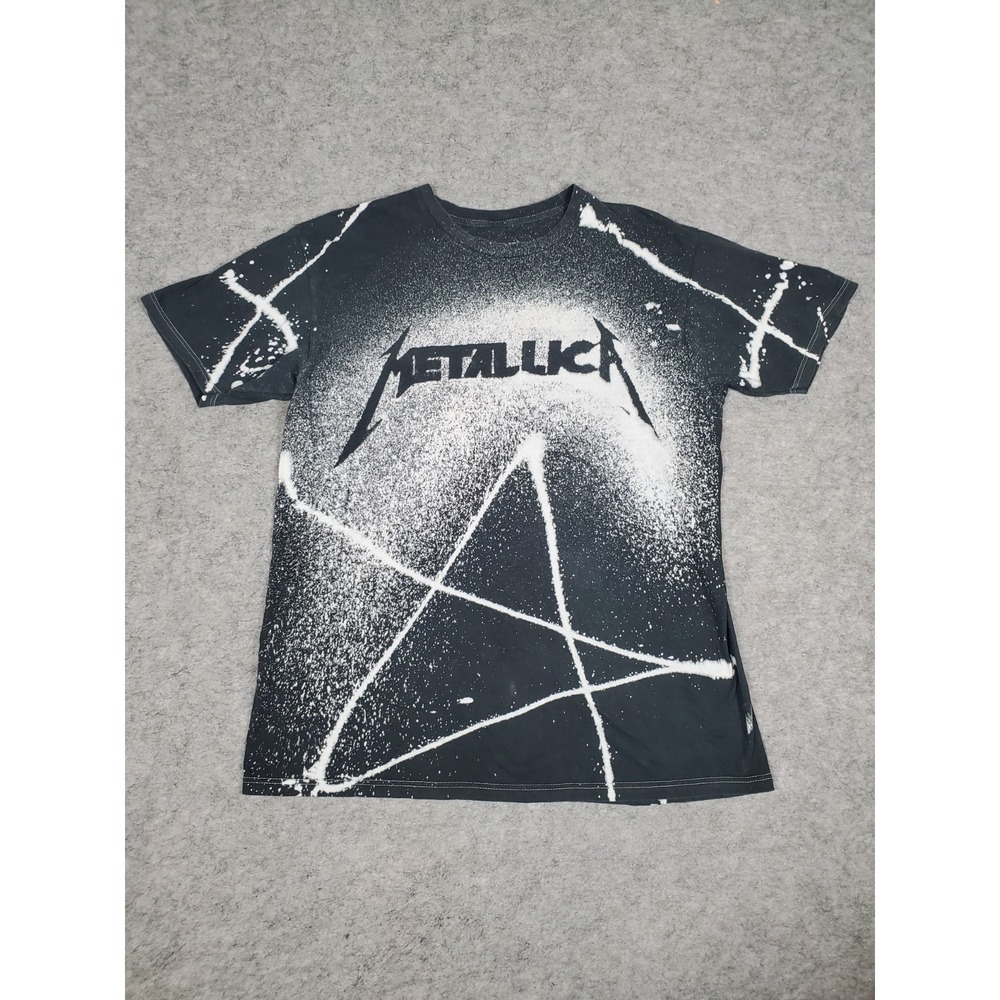 METALLICA Stencil Print Cotton T-Shirt Hot Topic Size M Black Heavy Metal Band T